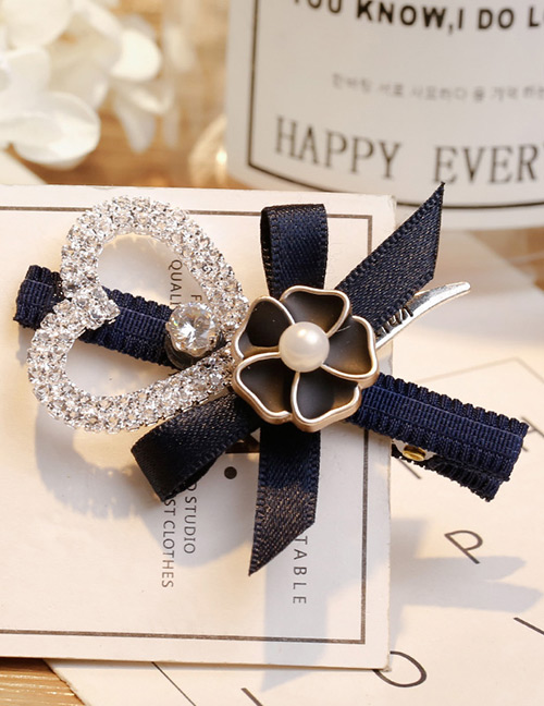 Elegant Dark Blue Hollow Out Heart Shape Decorated Hairpin