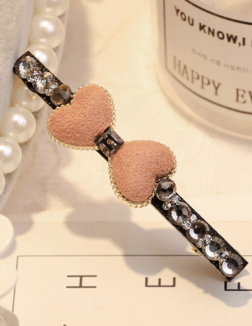 Elegant Pink Double Heart Shape Decorated Hairpin