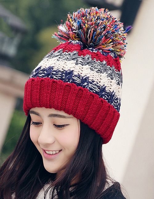 Fashion Red Color Matching Decorated Hat