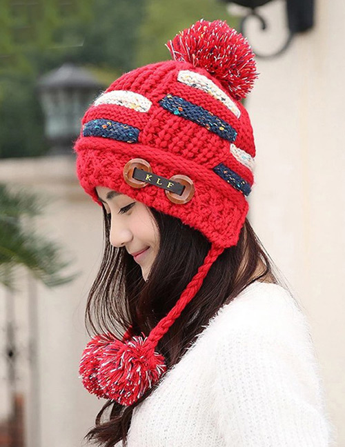 Fashion Red Button Decorated Hat