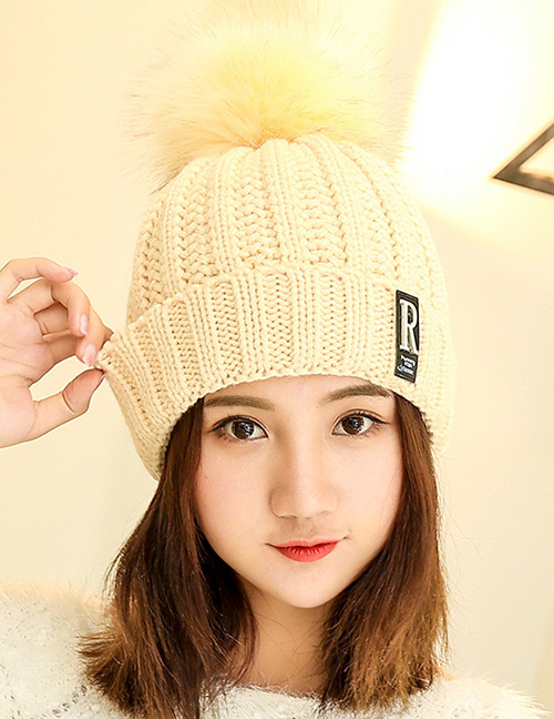 Fashion Beige Letter Patch Decorated Hat