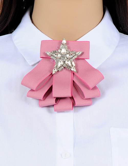 Fashion Pink Star Shape Decorated Brooch