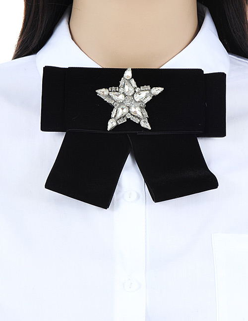 Fashion White Star Shape Decorated Bowknot Brooch