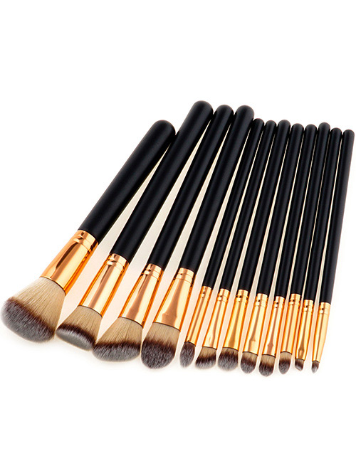 Trendy Coffee+gray Color Matching Decorated Makeup Brush(12pcs)