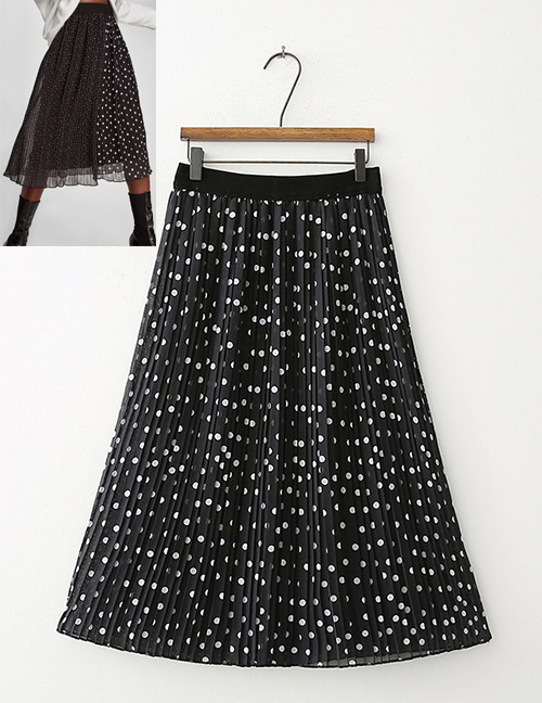 Trendy Black Dots Pattern Decorated Simple Skirt