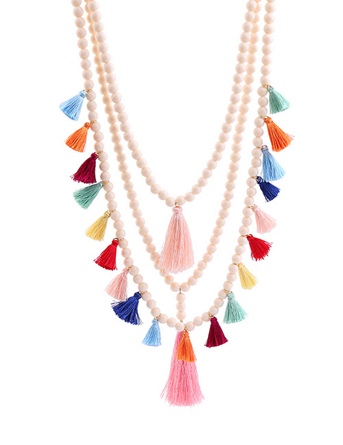 Bohemia Multi-color Tassel Decorated Multi-color Necklace