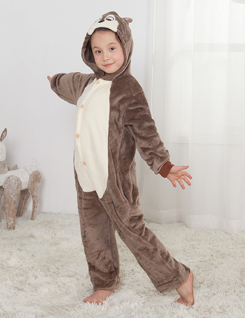 Lovely Coffee Squirrel Decorated Children Pajamas