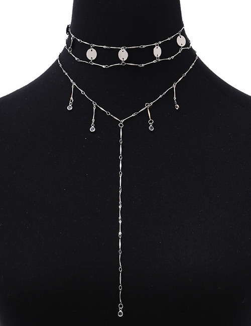 Fashion Silver Color Tassel Decorated Multilayer Necklace