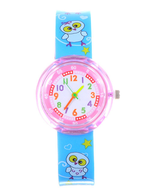 Fashion Pink+blue Star&chicken Pattern Decorated Child Watch