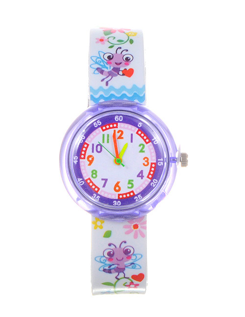 Fashion Purple Butterfly Pattern Decorated Child Watch