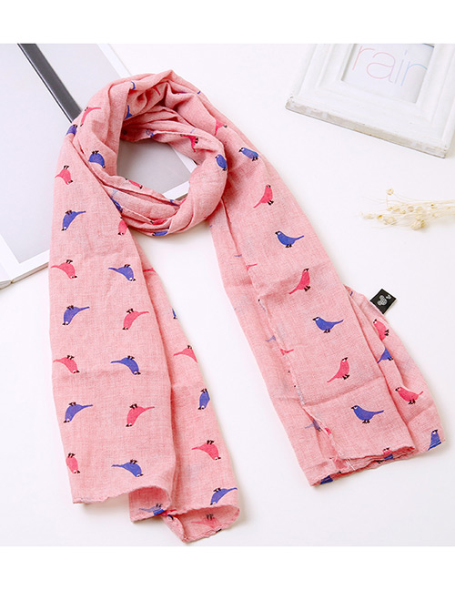 Lovely Watermelon Red Bird Pattern Decorated Child Scarf(1-12 Years Old)