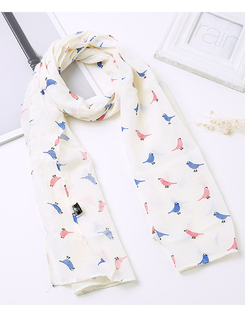 Lovely Beige Bird Pattern Decorated Child Scarf(1-12 Years Old)