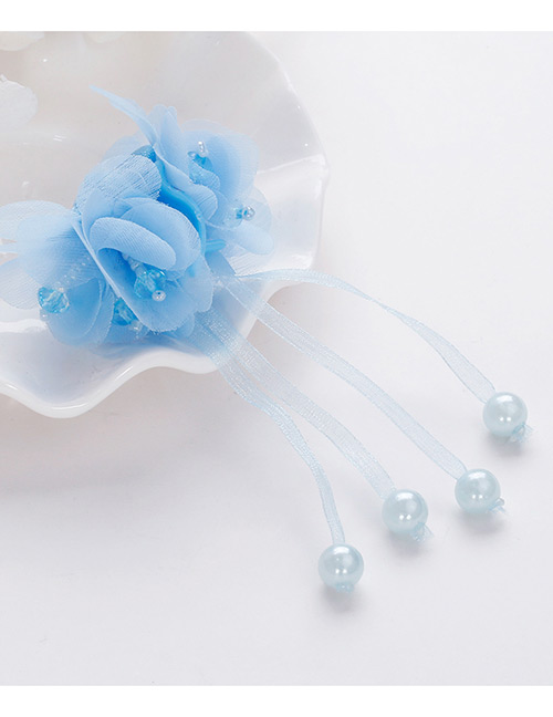 Lovely Blue Flower Decorated Taseel Design Hair Claw