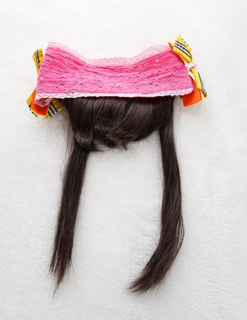 Fashion Plum Red+yellow Bowknots Decorated Simple Child Wig