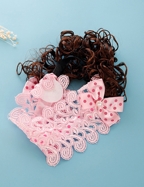 Fashion Pink Hollow Out Design Bowknot Child Wig
