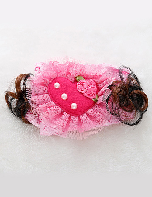 Fashion Pink Pearls&flower Decorated Child Wig