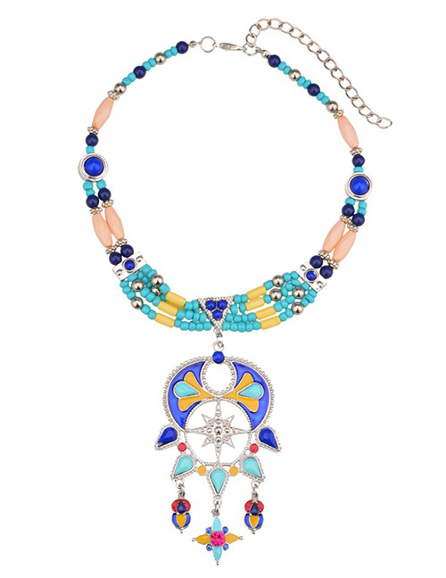 Fashion Multi-color Beads Decorated Multi-layer Necklace