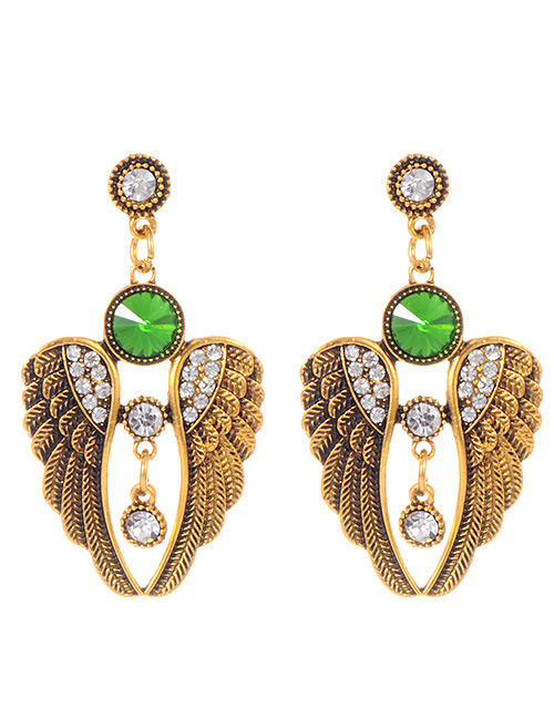 Fashion Green Wings Pendant Decorated Simple Earrings