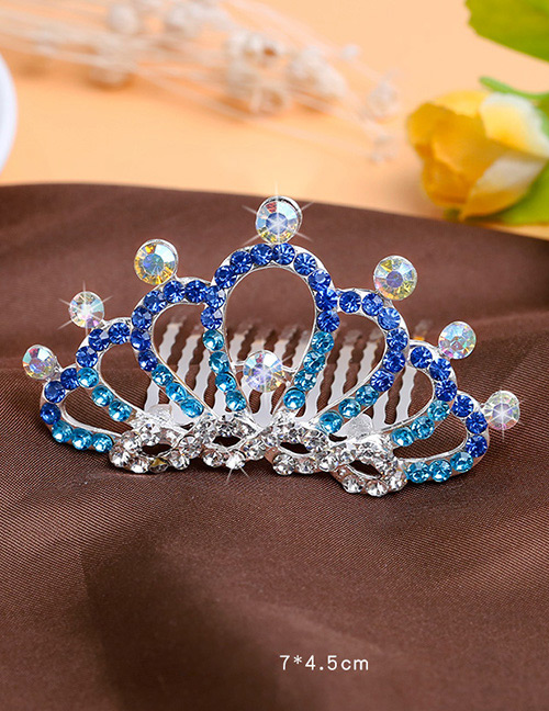 Lovely Blue Round Shape Decorated Crown Hairpin (larger)