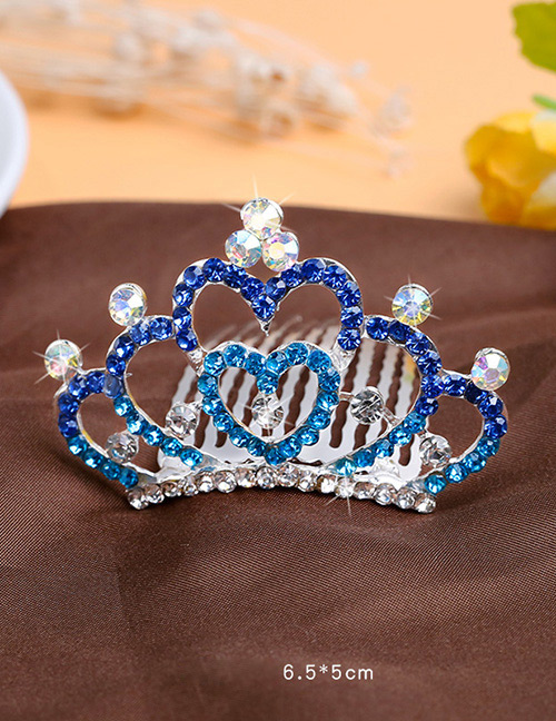 Lovely Blue Heart Shape Decorated Crown Hairpin (larger)