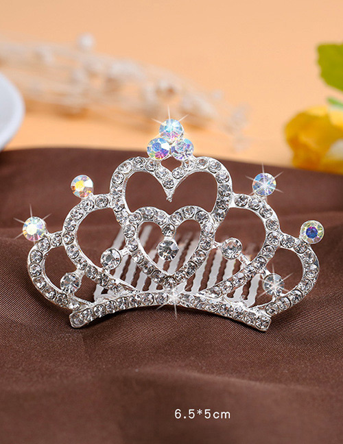 Lovely White Heart Shape Decorated Crown Hairpin (larger)
