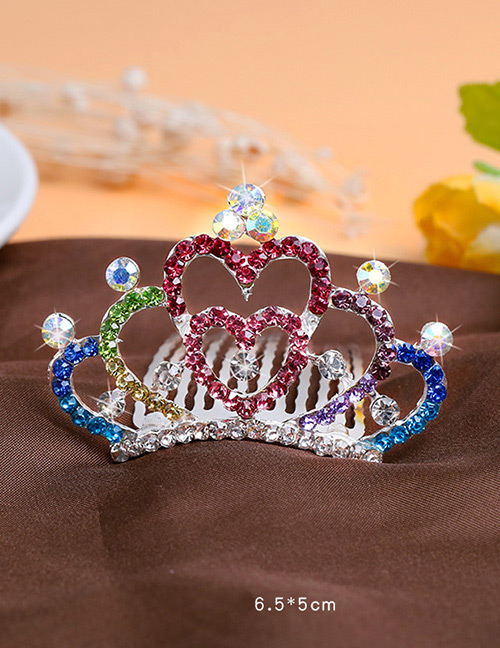Lovely Multi-color Heart Shape Decorated Crown Hairpin (larger)