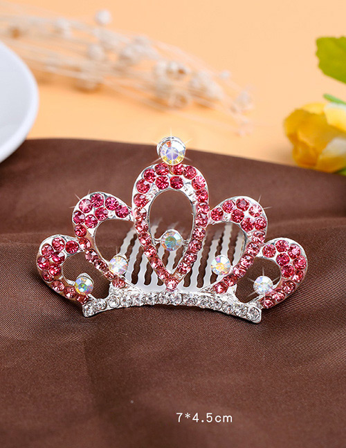 Lovely Pink Hollow Out Decorated Crown Hairpin (larger)