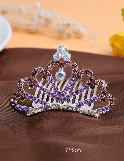 Lovely Purple+red Heart Shape Decorated Crown Hairpin (larger)