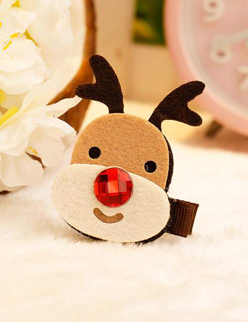 Fashion Khaki Deer Shape Decorated Christmas Hairpin