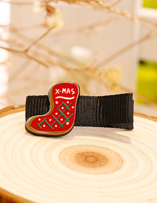 Fashion Red Sock Shape Decorated Christmas Hairpin