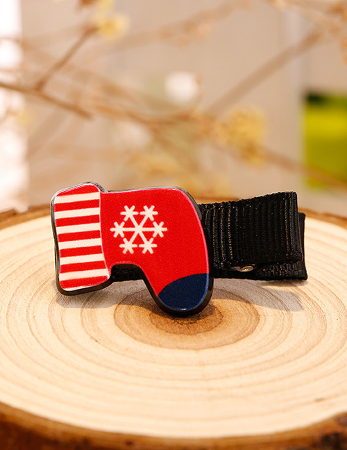 Fashion Red Sock Shape Decorated Christmas Hairpin