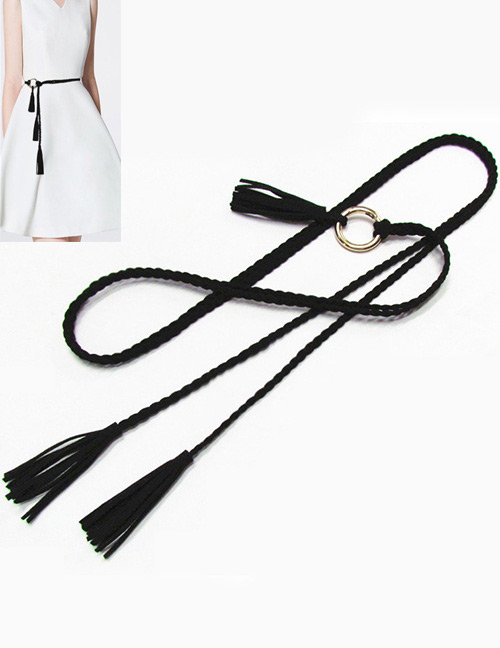 Fashion Black Tassel Decorated Belt