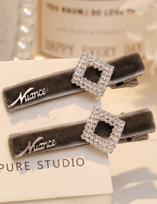 Fashion Gray Square Shape Decorated Hair Clip