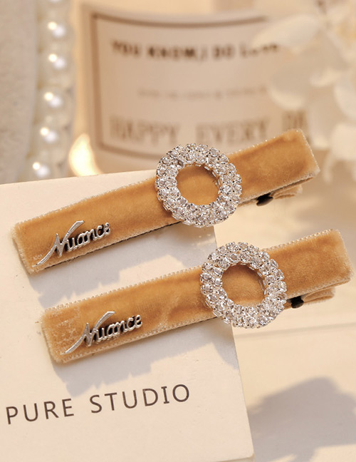 Fashion Khaki Circular Ring Shape Decorated Hair Clip