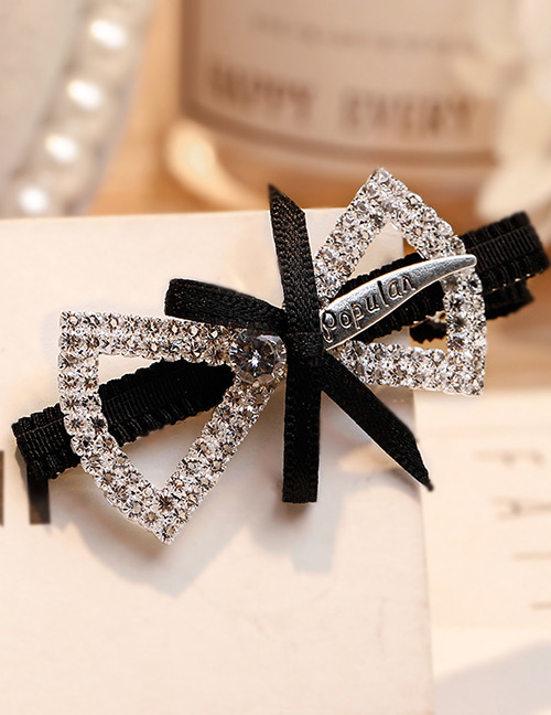 Lovely Black Full Diamond Decorated Bowknot Hairpin