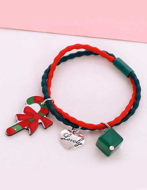 Lovely Green+red Christmas Crutches Decorated Hair Band
