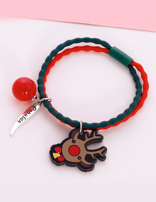Lovely Green+red Christmas Elk Decorated Hair Band