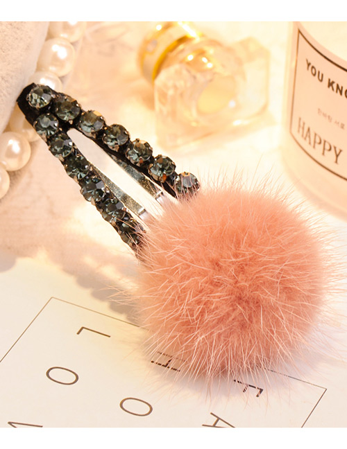 Lovely Pink Fuzzy Ball Decorated Pom Hairpin