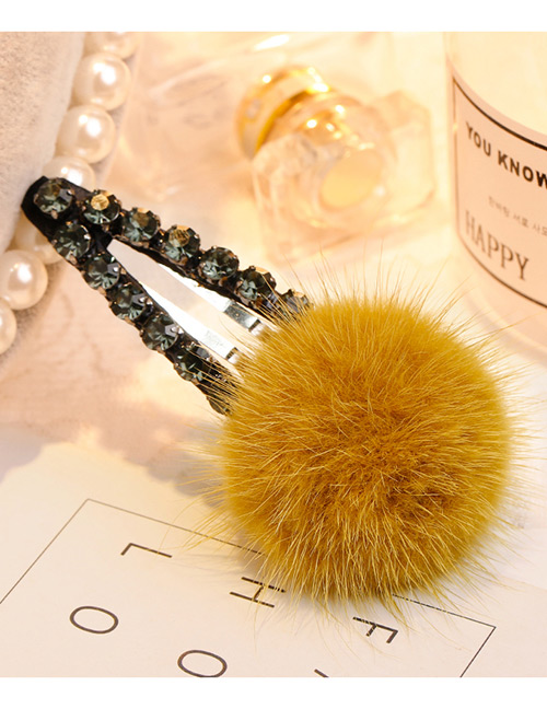 Lovely Yellow Fuzzy Ball Decorated Pom Hairpin