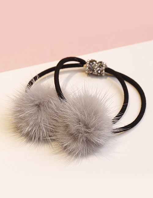 Lovely Gray Fuzzy Ball Decorated Double Layer Hair Band