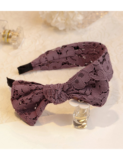 Lovely Purple Bowknot Shape Decorated Pure Color Hair Hoop