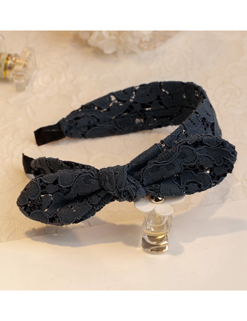 Lovely Dark Blue Bowknot Shape Decorated Pure Color Hair Hoop