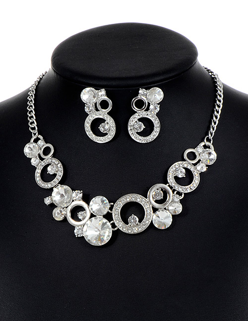 Fashion Silver Color Round Shape Decorated Hollow Out Jewelry Sets