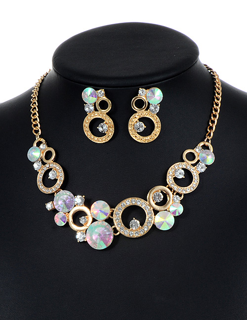 Fashion Multi-color Round Shape Decorated Hollow Out Jewelry Sets