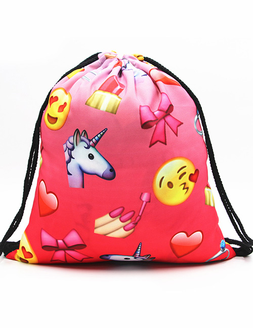Lovely Watermelon Red Unicorn&expression Pattern Decorated Backpack