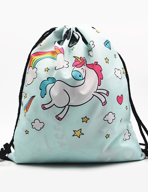 Lovely Light Blue Unicorn Pattern Decorated Backpack