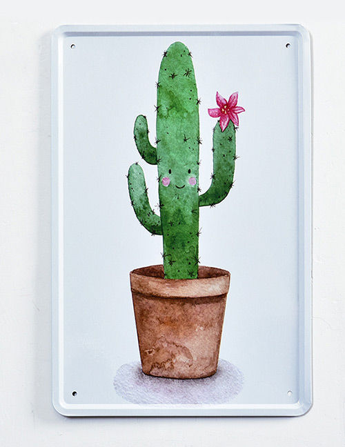 Fashion Green+brown Cactus Pattern Decorated Hang Painting