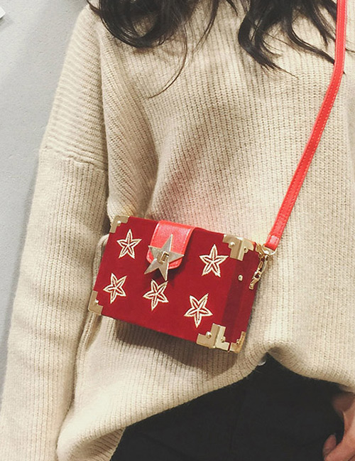 Vintage Red Star Pattern Decorated Bag