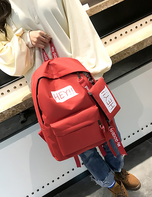 Fashion Red Letter Shape Decorated Backpack