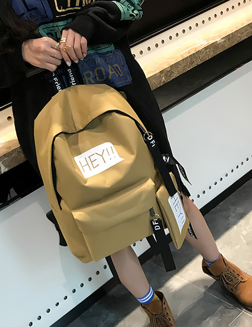 Fashion Khaki Letter Shape Decorated Backpack